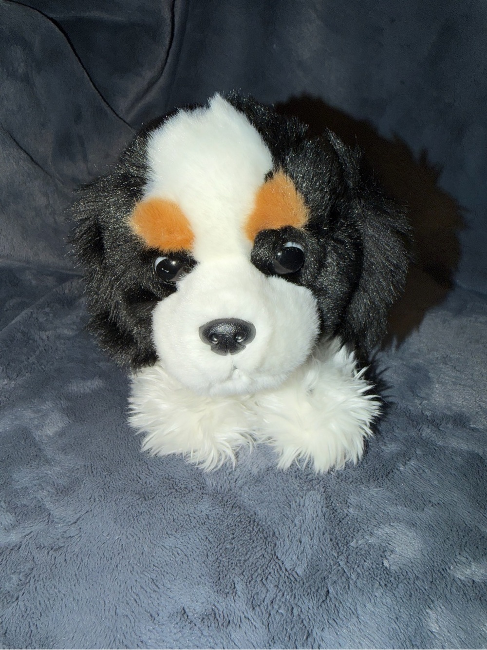 Aurora KING CHARLES SPANIEL Black White 12" Plush Puppy Dog